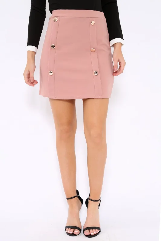 Silk Dresses for Luxurious -Rose Button Front Mini Skirt - Ramina