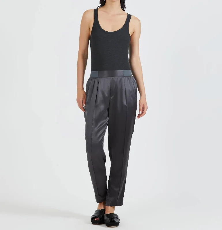 High-waisted tight trousers for women with flare leg and retro aesthetic -Silk Pull On Pants In Flint