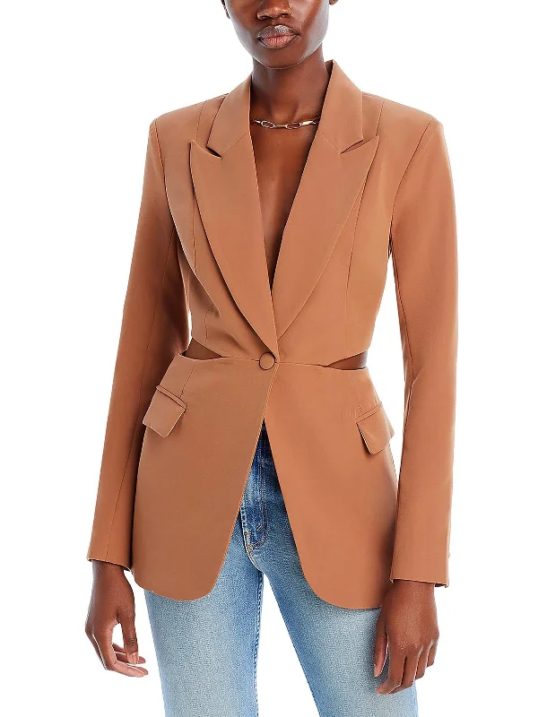 Navy blazers for timeless style never fade -Cassian Womens Cutout Office One-Button Blazer