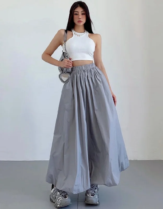 Evening Dresses for Formal Events -Stella Solid Color A-Line High Waist Long Thin Baggy Cargo Skirt