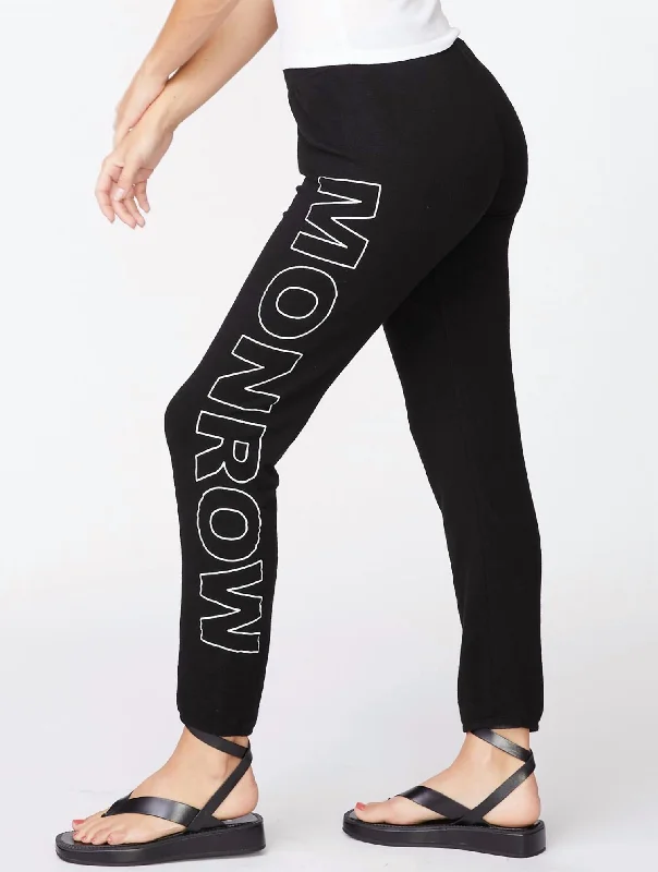 Skinny fit tight trousers for women with minimalistic design for clean look -Monrow Monrow Sweatpants In Black