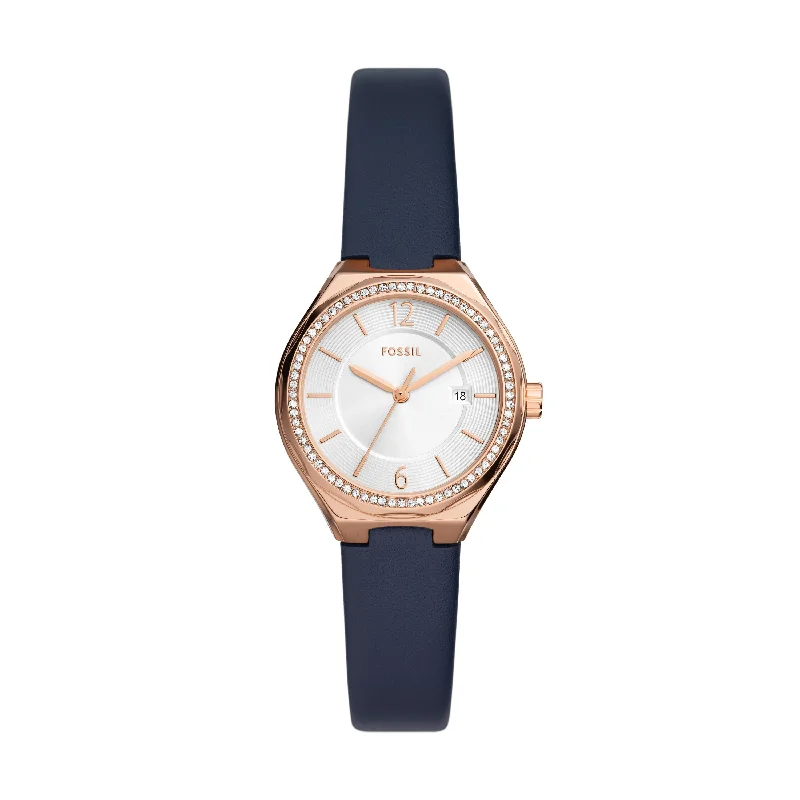 Classic wristwatches for men with elegant design and classic leather band -Fossil Women's Eevie Three-Hand Date, Rose Gold-Tone Stainless Steel Watch