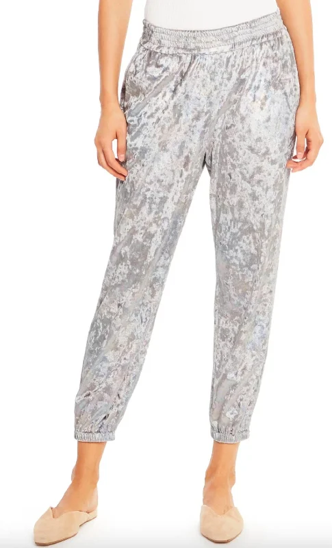 Stretch tight trousers for women with deep waistband for extra comfort and fit -Beacon Pant In Silver