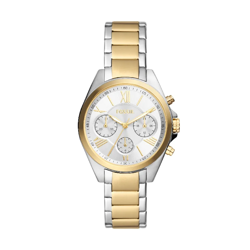 Dress watches for men with sleek design and minimalistic look -Fossil Women's Modern Courier Chronograph, Two-Tone Stainless Steel Watch