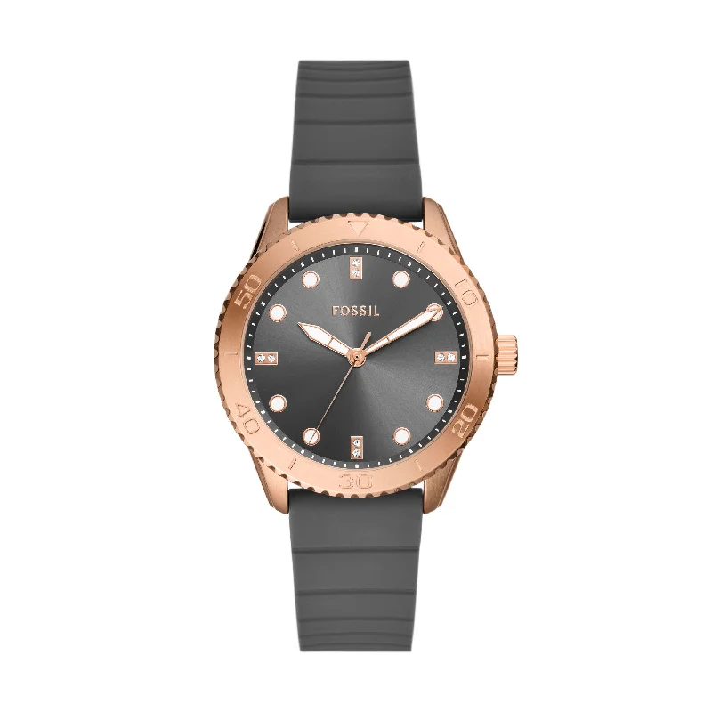 Solar-powered sport watches for men with long battery life and durable material -Fossil Women's Dayle Three-Hand, Rose Gold-Tone Stainless Steel Watch