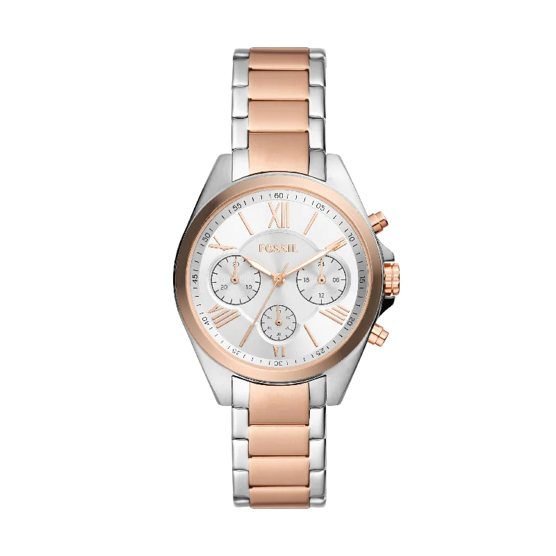 Luxury watches for women with rose gold accents and elegant designs -Fossil Women's Modern Courier Chronograph, Two-Tone Stainless Steel Watch