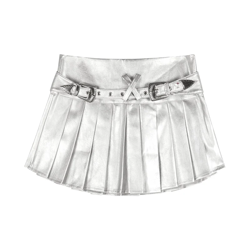 Silver skirt with belt