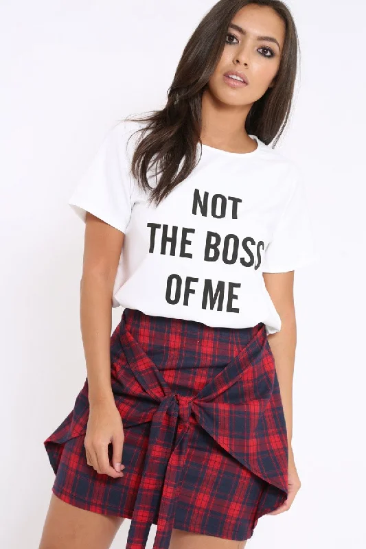 Buttoned Dresses for Stylish -Red Tartan Tie Front Mini Skirt - Tyne