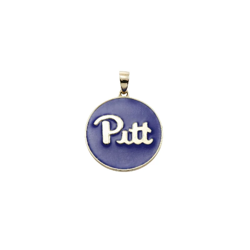 Unique necklaces and pendants with artistic shapes for a creative, one-of-a-kind design-14K YELLOW GOLD PITT BLUE ENAMEL CHARM