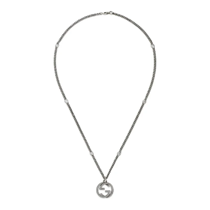 Necklaces and pendants with lock and key designs for a symbolic gesture-GUCCI STERLING SILVER INTERLOCKING G NECKLACE