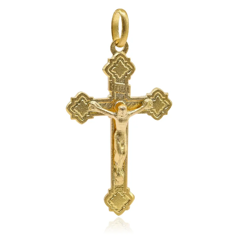 Necklaces and pendants with enamel accents for a colorful, eye-catching appearance-18K YELLOW GOLD RINASCIMENTALE CON CORPO CROSS CHARM