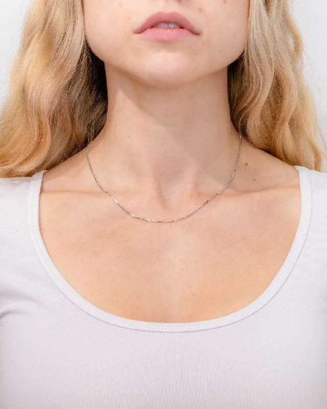 Trendy necklaces and pendants with geometric shapes for a modern aesthetic-1.1mm Box Chain 14k White Gold