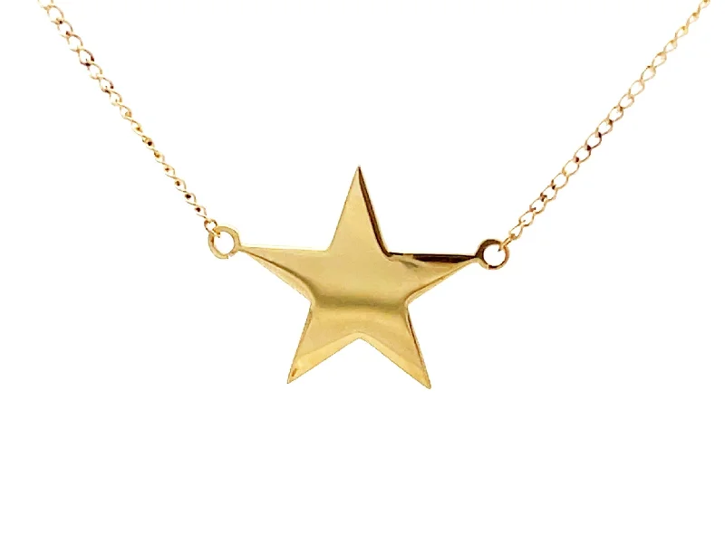 Beautiful necklaces and pendants with natural stones for an earthy, organic vibe-18 mm Star Necklace in 14k Yellow Gold