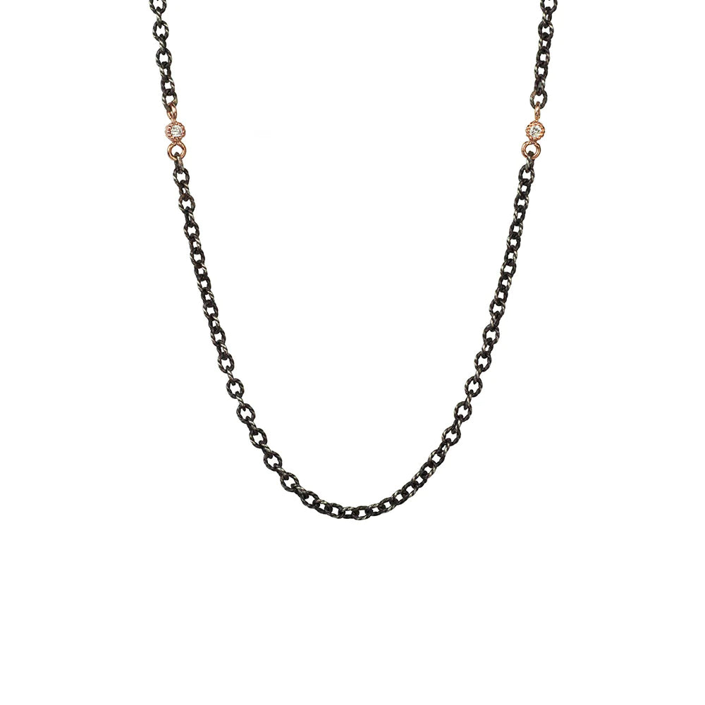 Necklaces and pendants with abstract shapes for a modern, creative appearance-SUNEERA BLACK RHODIUM AND STERLING SILVER DIAMOND CABLE CHAIN