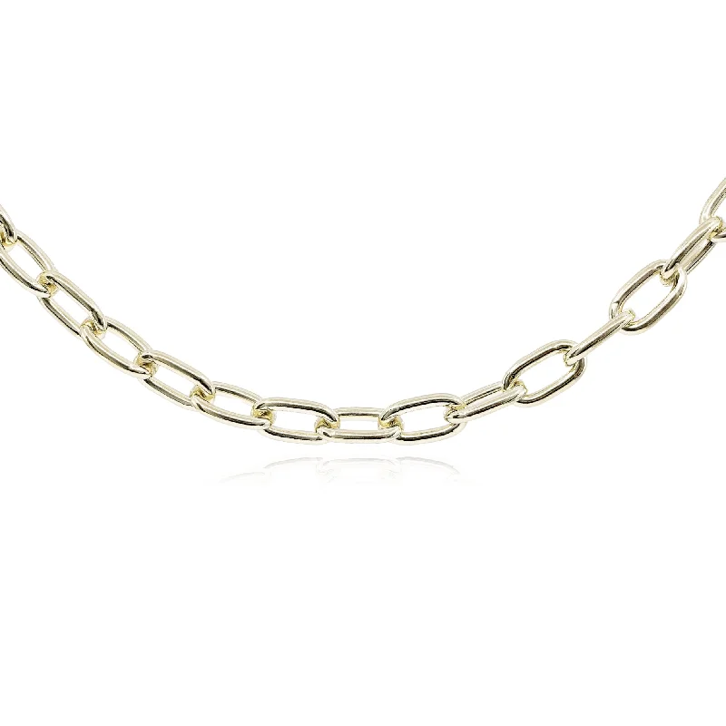 Necklaces and pendants with pearls for a classic and sophisticated touch-14K YELLOW GOLD OVAL CABLE LINK CHAIN