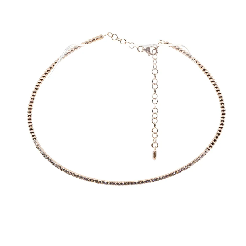 Best necklaces and pendants with cross pendants for a spiritual, meaningful symbol-18K ROSE GOLD BEADED DIAMOND CHOKER NECKLACE 1.00CTW