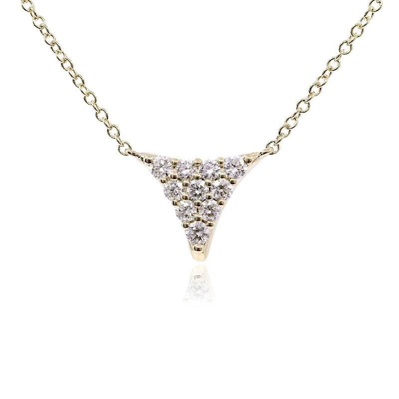 Best necklaces and pendants with emerald gemstones for a rich, sophisticated design-14K YELLOW GOLD DIAMOND PAVE TRIANGLE NECKLACE - 0.31CTW