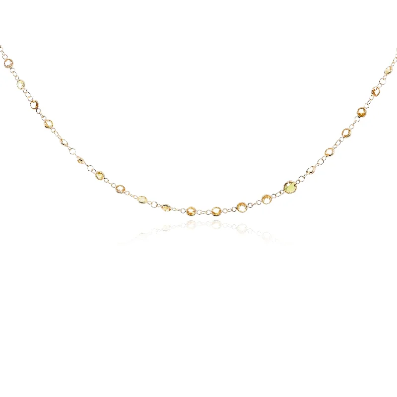 Best necklaces and pendants with intricate filigree for vintage-inspired elegance-18K YELLOW GOLD YELLOW SAPPHIRE BEZEL SET NECKLACE