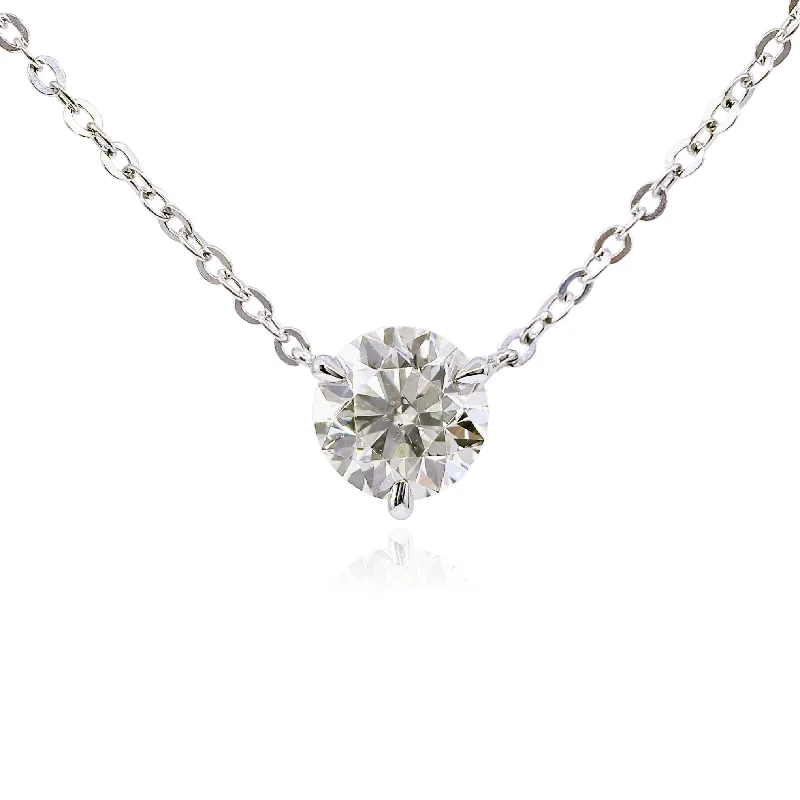 Best necklaces and pendants with oval pendants for a classic, elegant shape-18K WHITE GOLD 1.70CT ROUND DIAMOND SOLITAIRE NECKLACE