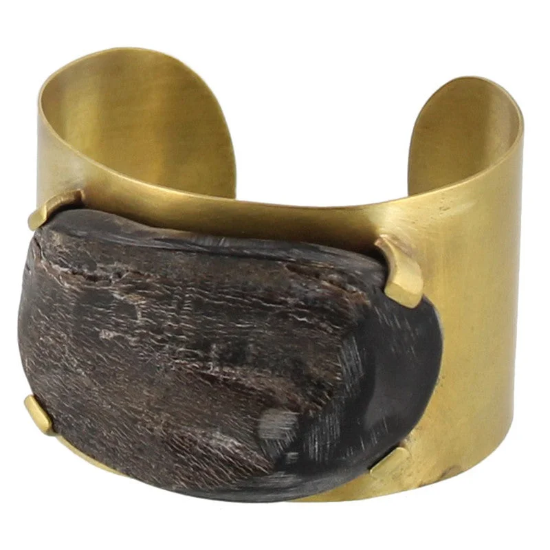 Best necklaces and pendants with matching rings for a coordinated jewelry set-Banten Wide Cuff - Dark Horn, Brass