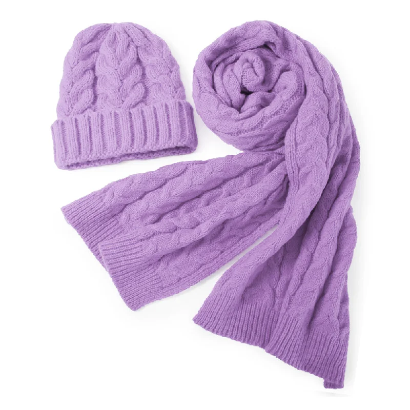 Necklaces and pendants with ocean-inspired designs for a refreshing, beachy feel-Cable Knit Hat/Scarf in Lavender