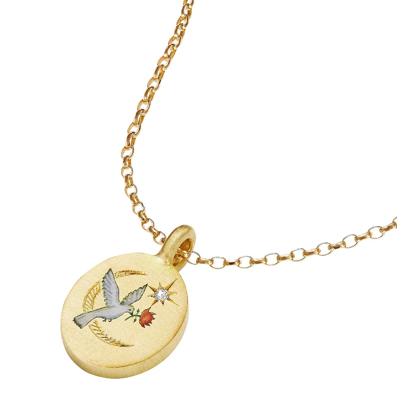 Stylish necklaces and pendants with diamonds for a glamorous and elegant look-Dove and Rose Pendant Necklace