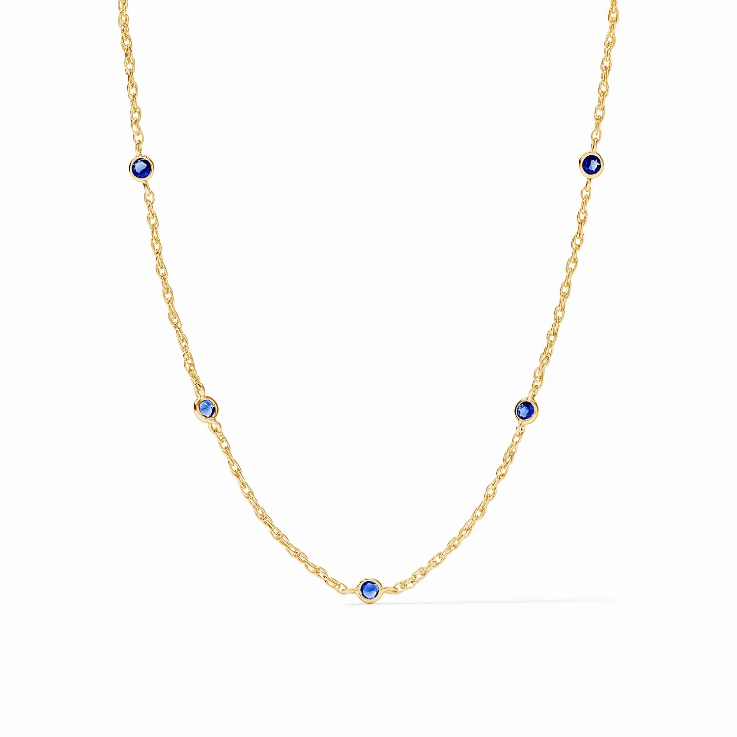 Necklaces and pendants with sun and moon motifs for a celestial-inspired design-Celeste Delicate Station Necklace Sapphire Blue