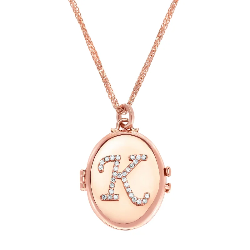 Beautiful necklaces and pendants with layered chains for a fashionable, chic look-Custom Initial Locket Necklace - Rose Gold