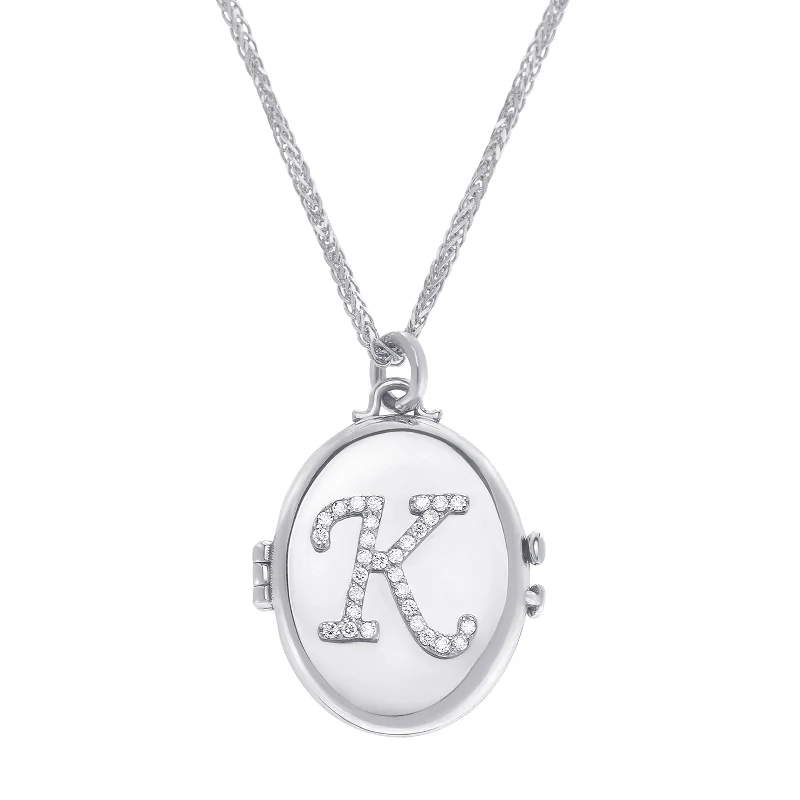 Elegant necklaces and pendants with onyx stones for a sleek, polished look-Custom Initial Locket Necklace - White Gold