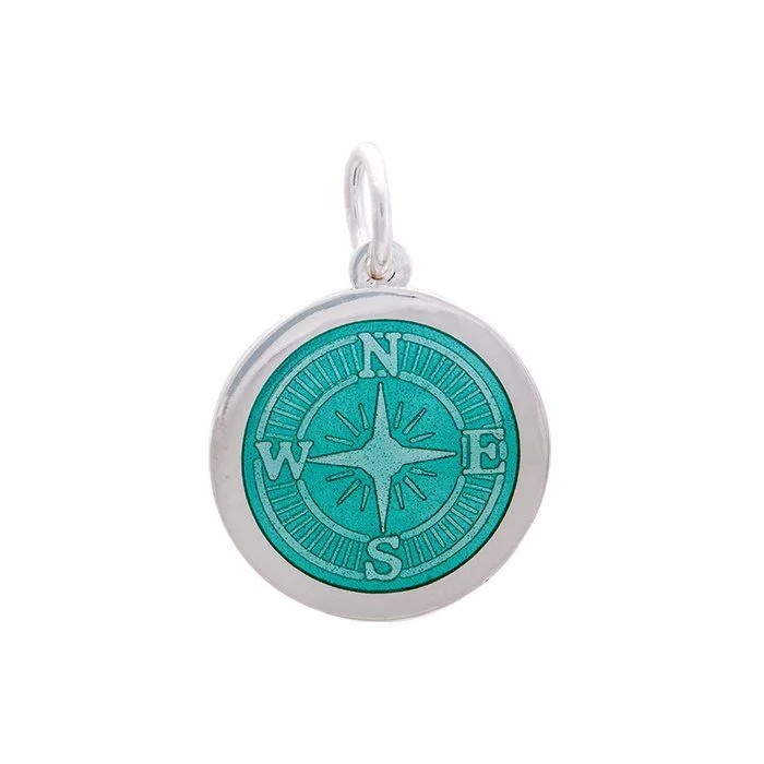 Unique necklaces and pendants with custom birthstone arrangements for personalization-Compass Rose Seafoam