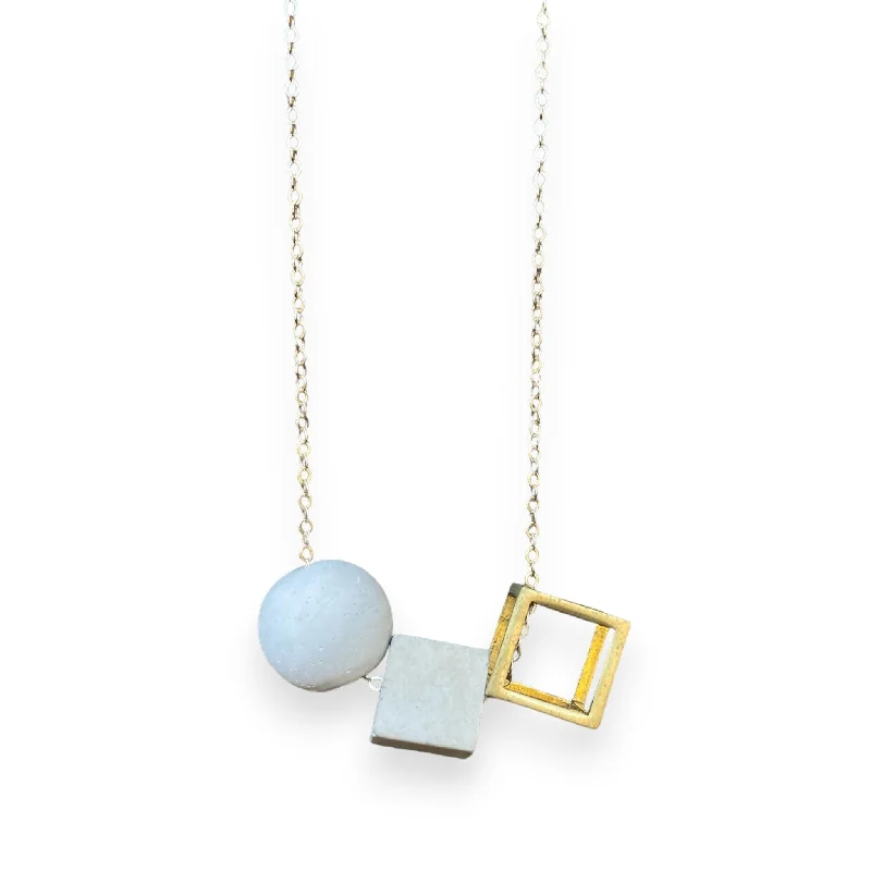 Simple necklaces and pendants with bar pendants for a sleek modern design-Concrete Geometric Cube Necklace