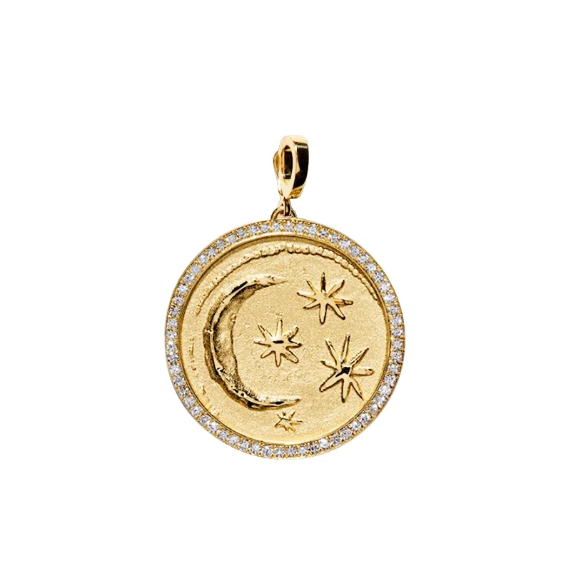 Personalized necklaces and pendants with name engravings for a custom touch-Cosmic Coin - Large