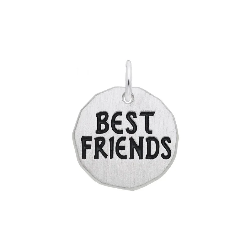 Elegant necklaces and pendants with diamond accents for added sparkle-Satin Sterling Silver 'Best Friends' Disc Charm