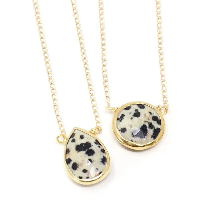 Unique necklaces and pendants with tree of life motifs for nature-inspired elegance-Dalmatian Necklace - Bezel