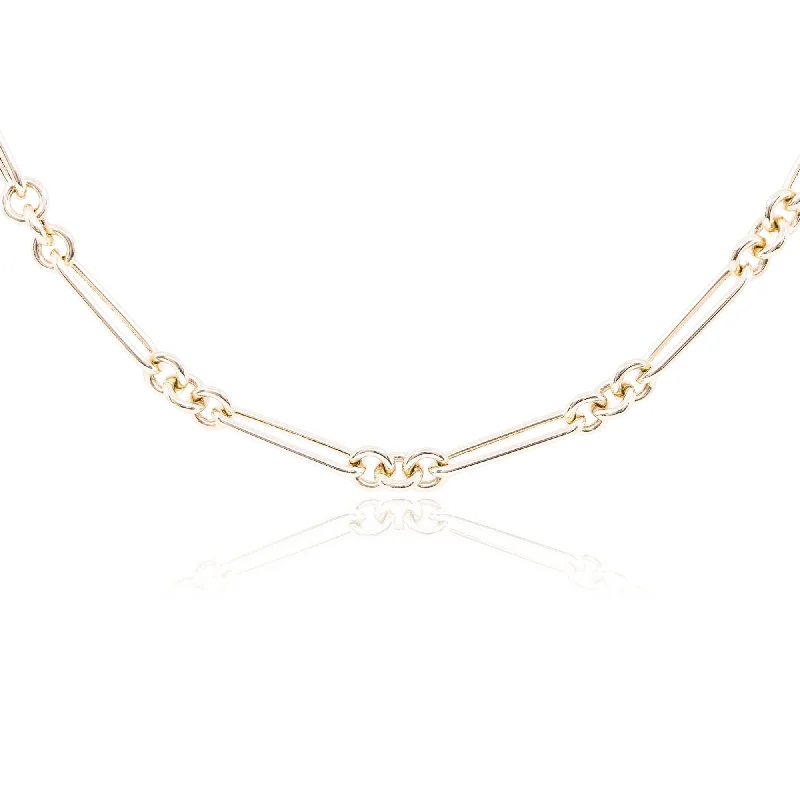 Necklaces and pendants with pearls for a classic and sophisticated touch-14K YELLOW GOLD PAPERCLIP AND CIRCLE LINK NECKLACE