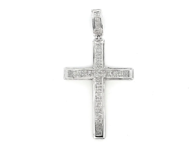 Diamond Cross Pendant in 14k White Gold