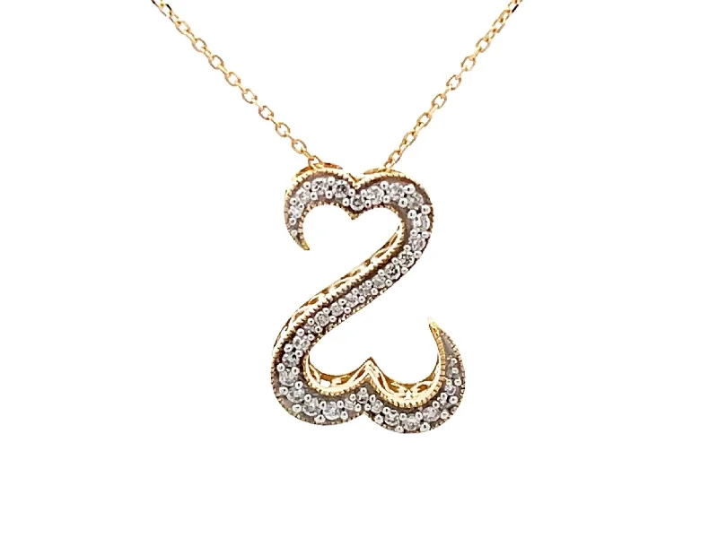 Necklaces and pendants with abstract shapes for a modern, creative appearance-Diamond Double Open Heart Necklace in 14k Yellow Gold