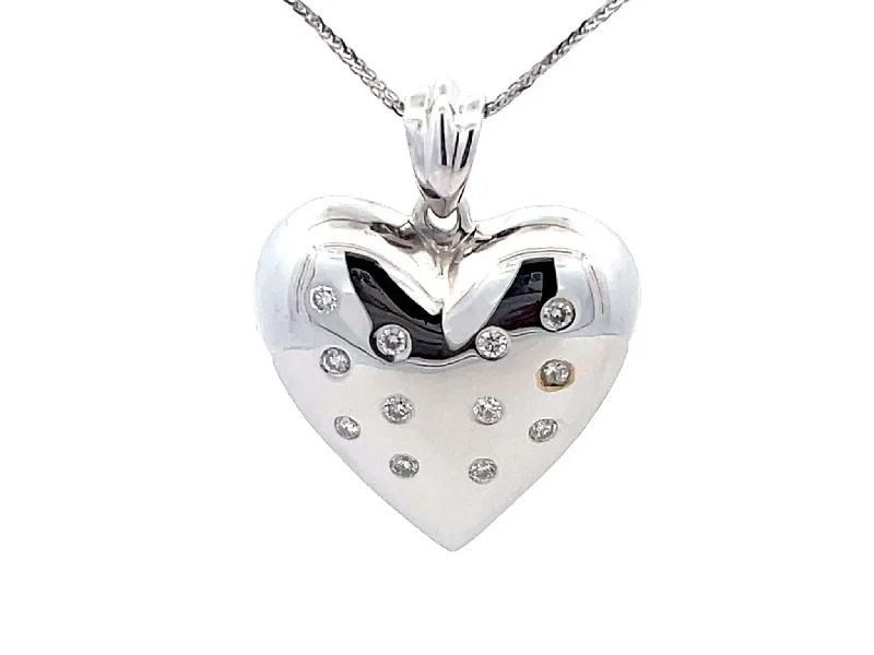 Necklaces and pendants with lock and key designs for a symbolic gesture-Diamond Heart Necklace in 14k White Gold