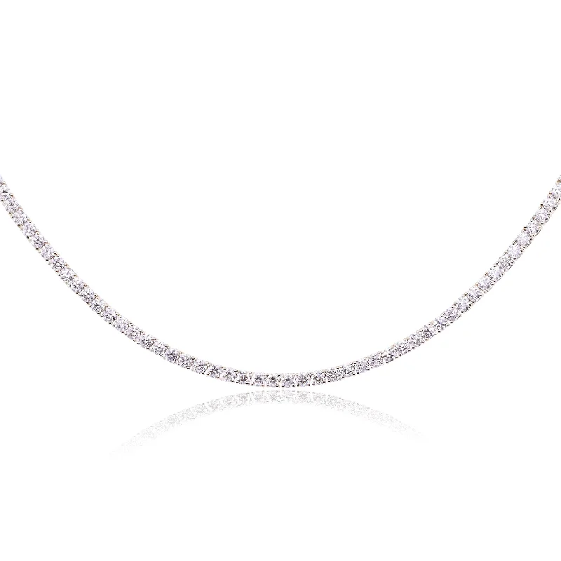 Simple necklaces and pendants with bar pendants for a sleek modern design-14K YELLOW GOLD DIAMOND TENNIS NECKLACE - 13.56CTW