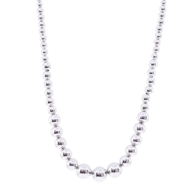 Unique necklaces and pendants with vintage-inspired designs for timeless appeal-STERLING SILVER 18-INCH GRADUATING BALL NECKLACE