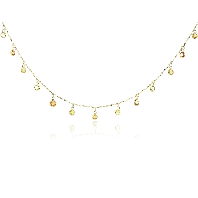 Best necklaces and pendants with rose gold for a warm and romantic appeal-18K YELLOW GOLD GOLDEN SAPPHIRE BEZEL SET NECKLACE