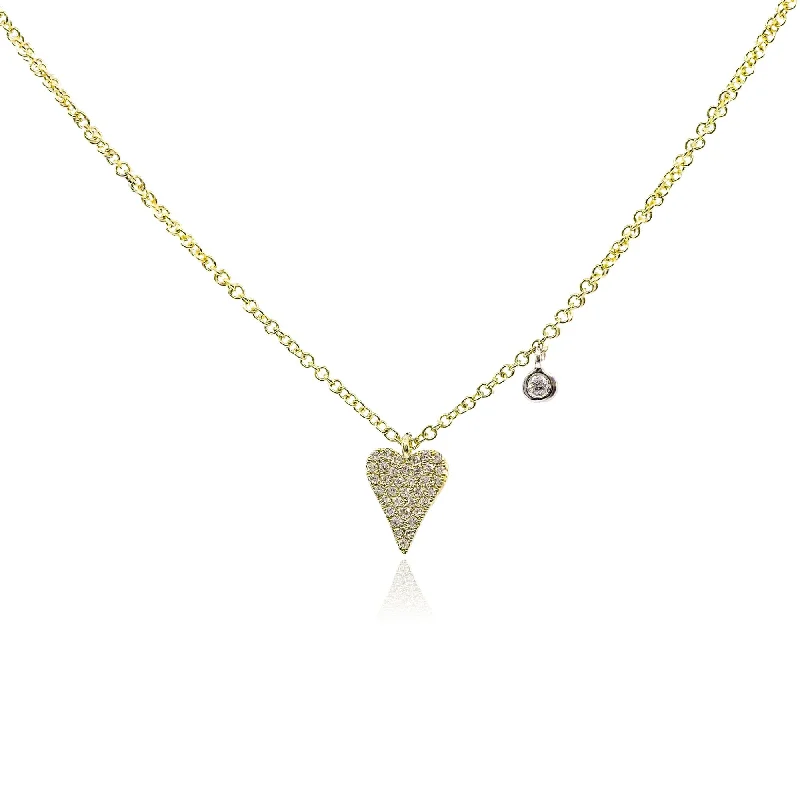 Necklaces and pendants with angel wing motifs for a spiritual, meaningful design-14K YELLOW GOLD DIAMOND PAVE HEART NECKLACE