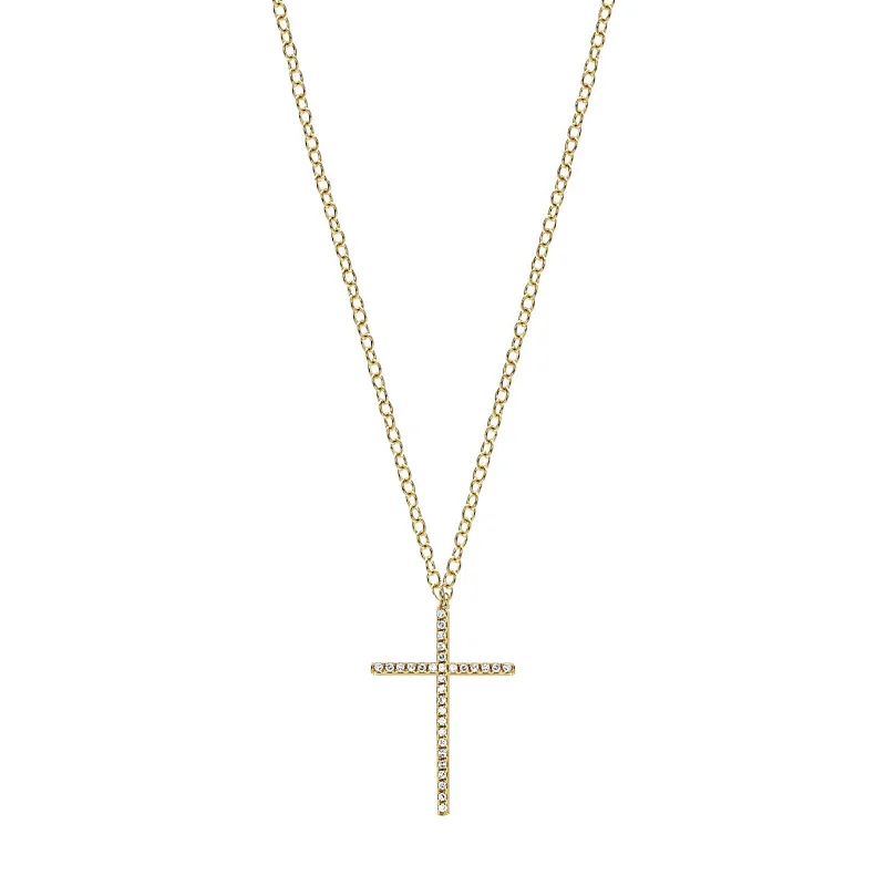 Beautiful necklaces and pendants with diamond-encrusted designs for maximum sparkle-Diamond Cross Necklace - Yellow Gold