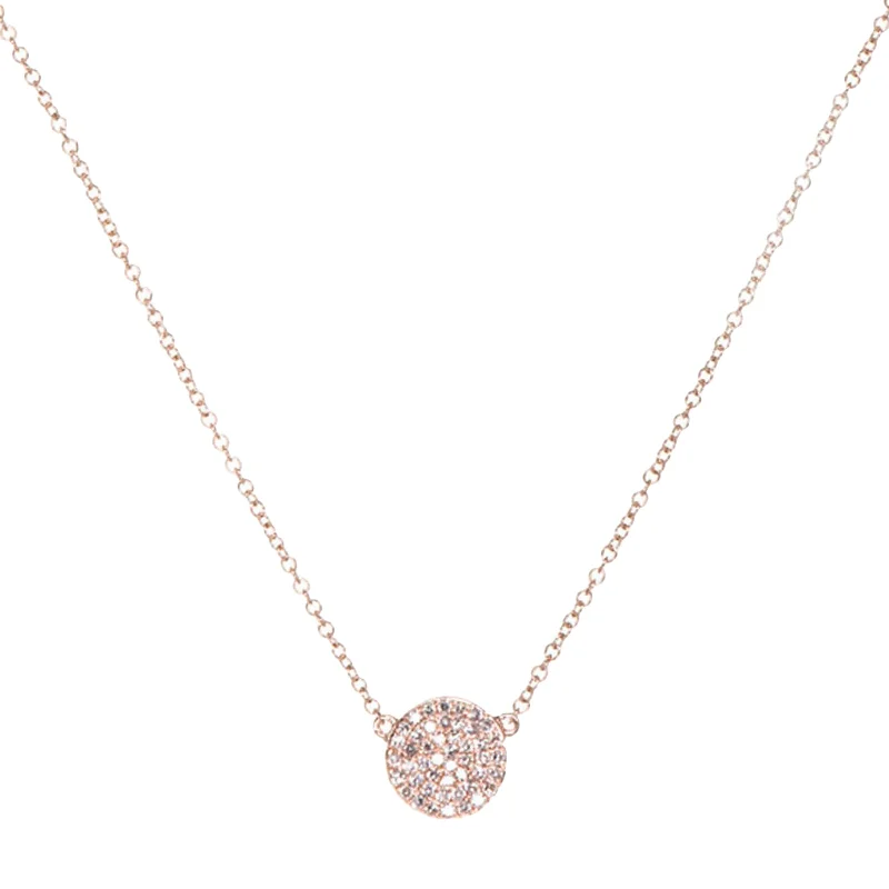 Stunning necklaces and pendants with chakra stones for healing and balance-Diamond Disk Necklace - Rose Gold