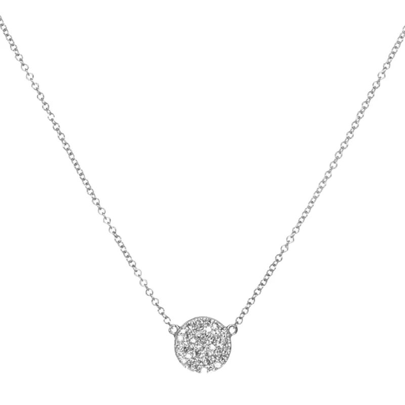 Best necklaces and pendants with infinity hearts for a romantic, eternal symbol-Diamond Disk Necklace - White Gold