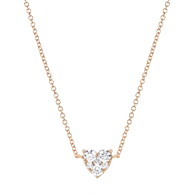 Best necklaces and pendants with cubic zirconia for a budget-friendly dazzling effect-Diamond Heart Choker Necklace - Rose Gold