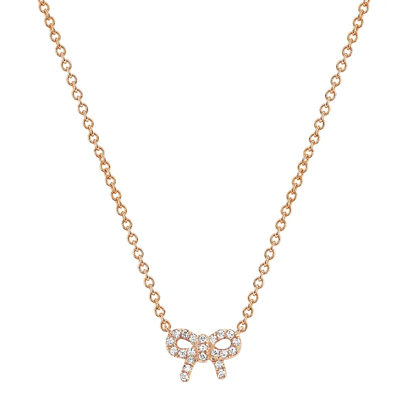 Beautiful necklaces and pendants with natural stones for an earthy, organic vibe-Diamond Mini Bow Necklace - Rose Gold