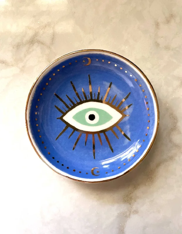 Necklaces and pendants with matching rings for a coordinated set of jewelry-Evil Eye Trinket Dish