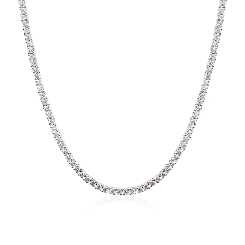 Necklaces and pendants with matching rings for a coordinated set of jewelry-14K WHITE GOLD 17.25-INCH STRAIGHT LINE DIAMOND TENNIS NECKLACE 6.84CTW