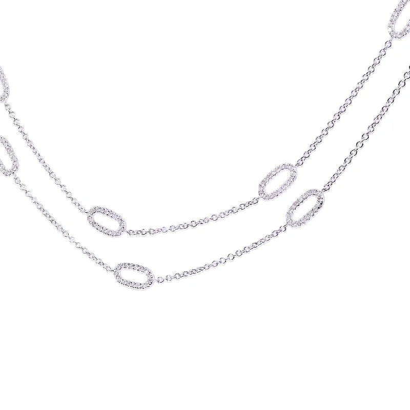 Unique necklaces and pendants with gemstones for a colorful and vibrant statement-18K WHITE GOLD PAVE DIAMOND LINK NECKLACE - 3.27CTW